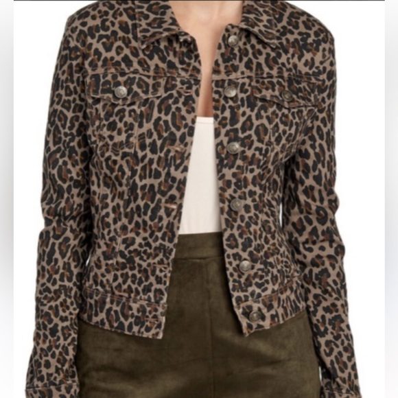 Nine West Brown Black Animal Cheetah Print Denim Jean Jacket Sz XXL - Picture 1 of 9